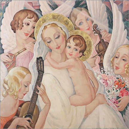 Wandbild  Madonna mit Kind und musikalischen Engeln - Gerda Wegener