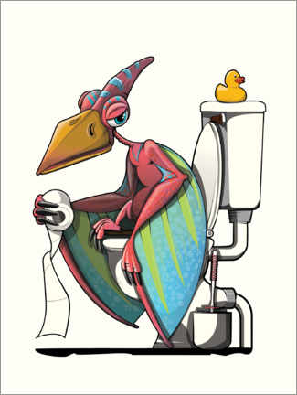 Poster Pterodaktylus auf der Toilette