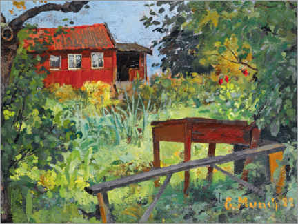 Lærredsbillede  Garden with a Red House, 1882 - Edvard Munch