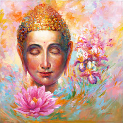 Wandbild  Buddha Lotus, Farbenfroh I - Leon Devenice