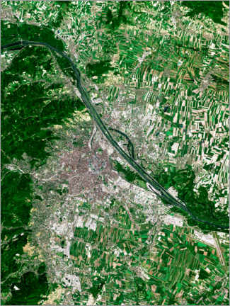 Veggbilde Vienna seen from space - Planetobserver