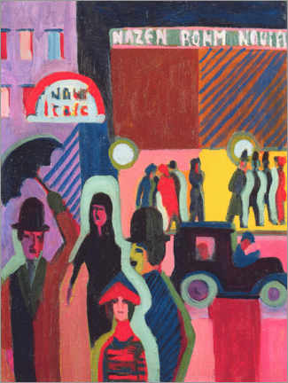 Wandbild  Einkaufen im Regen - Ernst Ludwig Kirchner