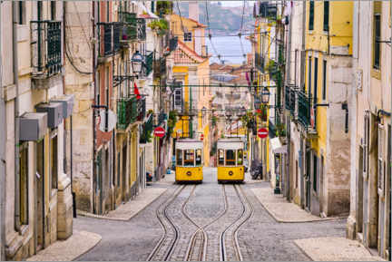 Alubild  Historische Standseilbahn in Lissabon, Portugal - Michael Abid