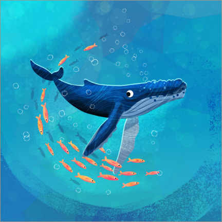 Obra artística  Humpback whale with school II - Julia Reyelt