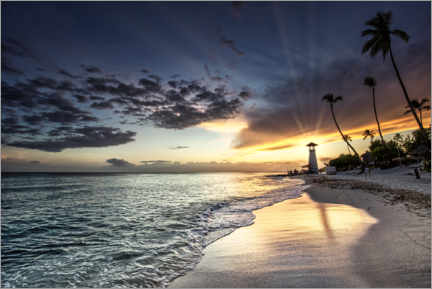 Poster Lighthouse on the Caribbean beach