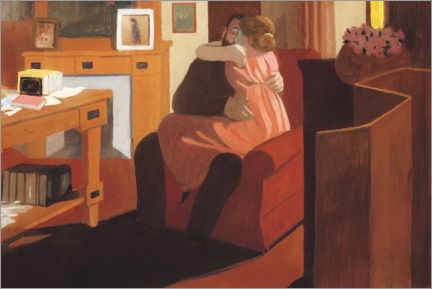Print  Intimacy, Couple in an Interior with a Partition, 1898 - Félix Édouard Vallotton