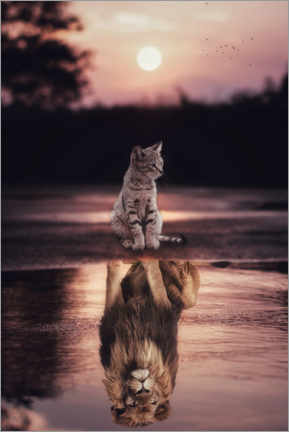 Aluminiumtavla  Dream Big - Little Cat Becomes a Lion - Gen Z