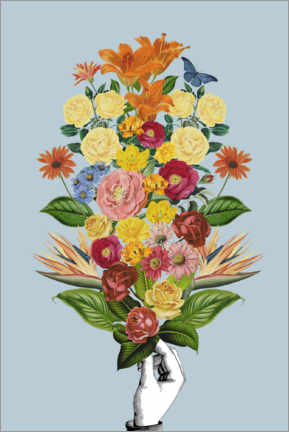 Wall print  Botanical Blue Bouquet - Frida Floral Studio
