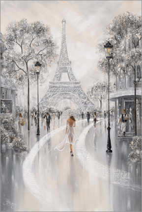 Obraz na płótnie  Woman at the Eiffel Tower, Paris Flair I - Isabella Karolewicz