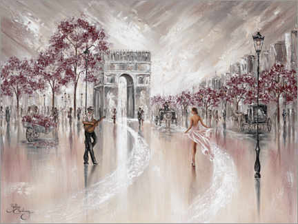 Wall print  Street in Paris, Romantic Flair - Isabella Karolewicz