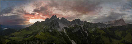 Poster Sonnenuntergang im Dachsteingebirge, Panorama