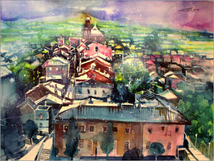 Wandbild  Umbrien Altstadt von Castiglione - Johann Pickl