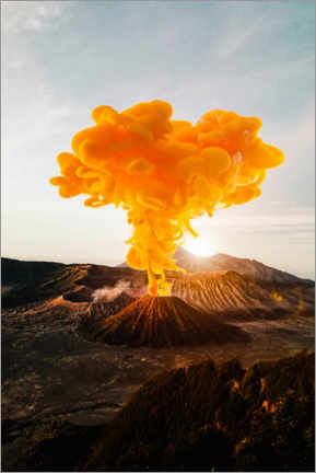Poster  Surreal Orange Smoke Volcano Eruption - Gen Z