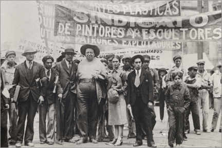 Poster Diego Rivera and Frida Kahlo, May Day Parade, Mexico City, 1929