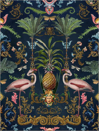 Poster Baroque Tropical Flamingos - Andrea Haase