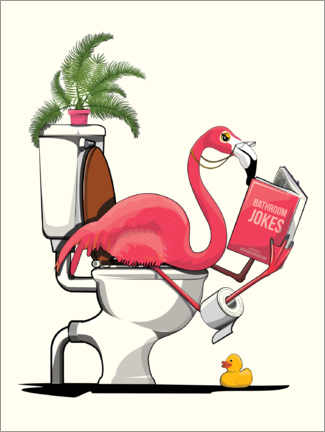 Póster  Flamingo sitting on the Toilet - Wyatt9
