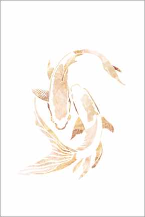 Tableau sur toile  White-Golden Koi Fish I - Sarah Manovski
