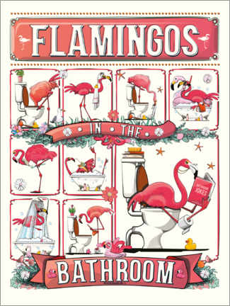 Póster  Flamingos in the Bathroom - Wyatt9