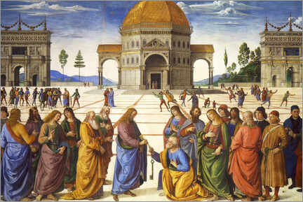 Wandbild  Christus übergibt Petrus die Schlüssel, Sixtinischen Kapelle, Vatikan, 1481 - Pietro Perugino