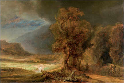 Wandbild Landscape with the Good Samaritan, 1638 - Rembrandt van Rijn