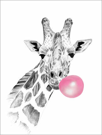 Aluminiumtavla Bubblegum Giraffe - Kidz Collection
