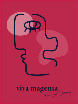 Print  Viva Magenta Abstract Face I