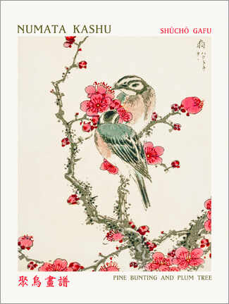 Tavla  Pine Bunting &amp; Plum Tree - Numata Kashu