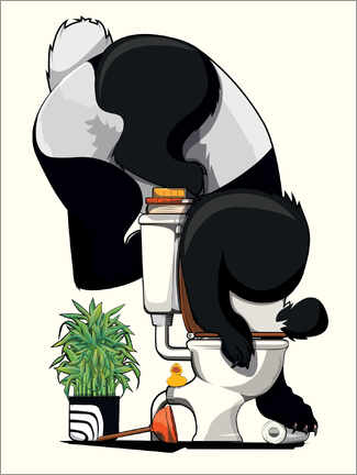 Poster Panda bear on the toilet