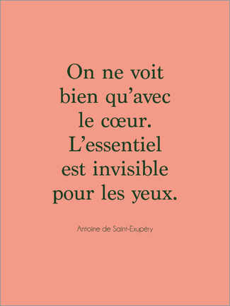 Poster  Citation d&#039;Exupéry - On ne voit bien qu&#039;avec le cœur II - Typobox