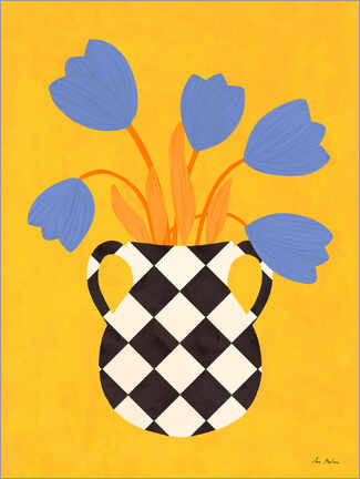 Acrylglasbild  Karierte Vase mit Tulpen - EL BUEN LIMÒN