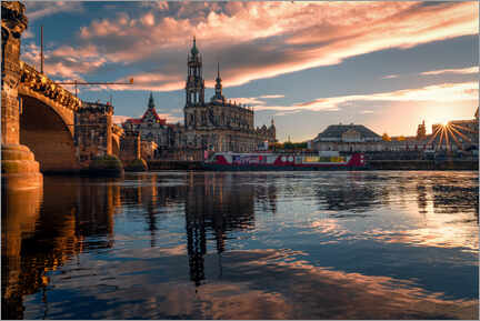 Stampa su tela  Elbe Bank Dresden - Stefan Becker