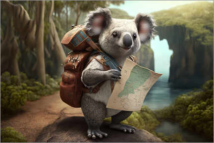Poster  Backpacking Koala - Michael artefacti