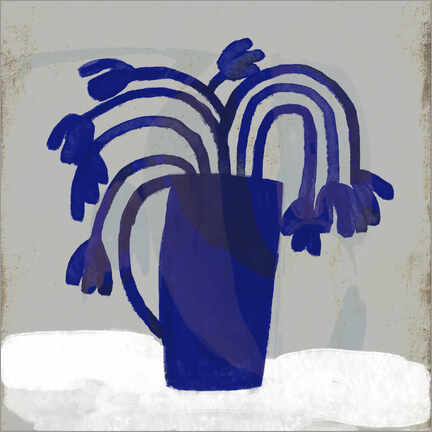 Wall print  Blue Flowers in a Blue Vase II - ATELIER M