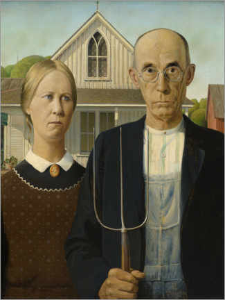 Canvas print  American Gothic - Grant Wood