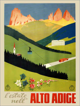 Acrylglasbild Alto Adige Vintage-Zeitung, Südtirol, Italien - Vintage Travel Collection