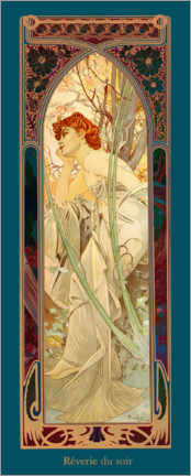 Stampa su alluminio  Le ore del giorno - Contemplazione della sera (Rêverie du soir) - Alfons Mucha