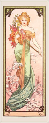 Stampa su alluminio  Le stagioni - Primavera - Alfons Mucha