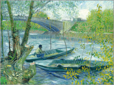 Lienzo  Pescador y barca en Clichy - Vincent van Gogh