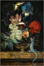 Poster  Tulpen en andere bloemen in een vaas