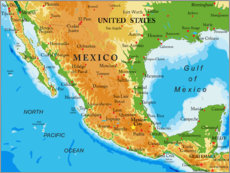 Poster  Carte du Mexique (anglais)