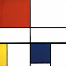 Adesivo murale Composition C (N. III) con rosso, giallo e blu - Piet Mondrian