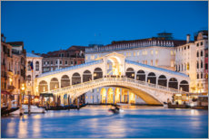 Poster Rialto-Brücke nachts, Venedig