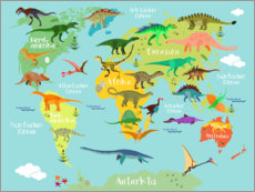 Alubild  Weltkarte der Dinosaurier - Kidz Collection