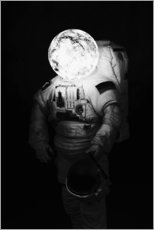 Poster Astronaut mit Mondkopf