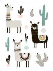 Wall print  Llamas in the desert