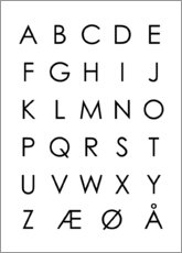 Canvastavla  Skandinaviskt alfabet - Typobox