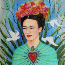 Tableau en bois  Le cœur de Frida Kahlo - Sylvie Demers