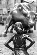 Stampa su legno  Ragazzina impavida e toro di Wall Street - Art Couture