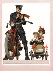 Aluminiumsbilde  Politi og skolebarn - Joseph Christian Leyendecker
