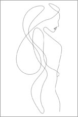 Wall print  Lady with long hair - lineart - Sasha Lend
